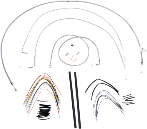 Burly Brand - Burly Brand Extended Cable/Brake Line Kit for 18in. Gorilla Handlebars - Stainless Steel - B30-1058