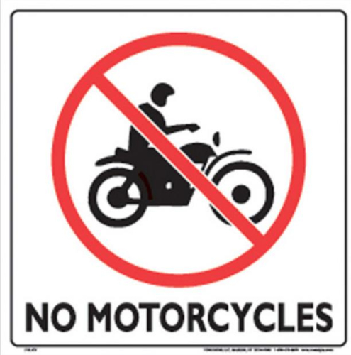 Voss - Voss 12x12in. Trail Sign - No Motorcycles (White/Black) - 321 NMC WP