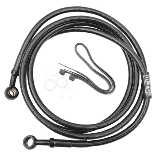 Russell - Russell Pro Swivel Universal Brake Hose - Black - 7/16in.,Straight Upper Banjo - 46in. Length - R08975BC