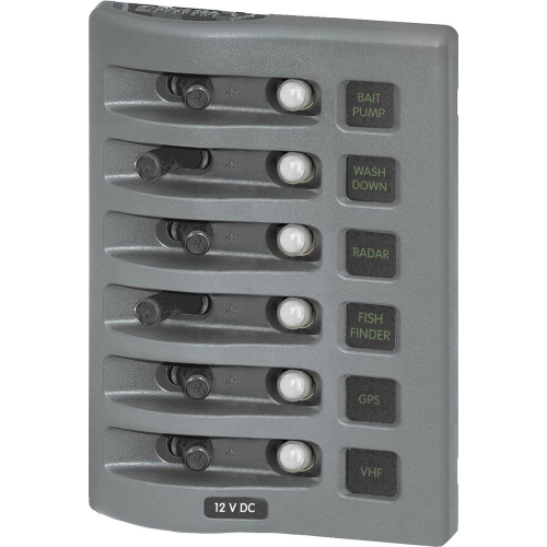 Blue Sea Systems - Blue Sea 4376 WeatherDeck Water Resistant Circuit Breaker Panel - 6 Position - Grey