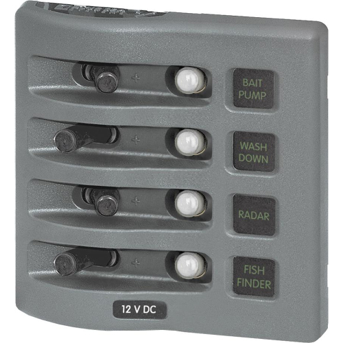 Blue Sea Systems - Blue Sea 4374 WeatherDeck Water Resistant Circuit Breaker Panel - 4 Position - Grey
