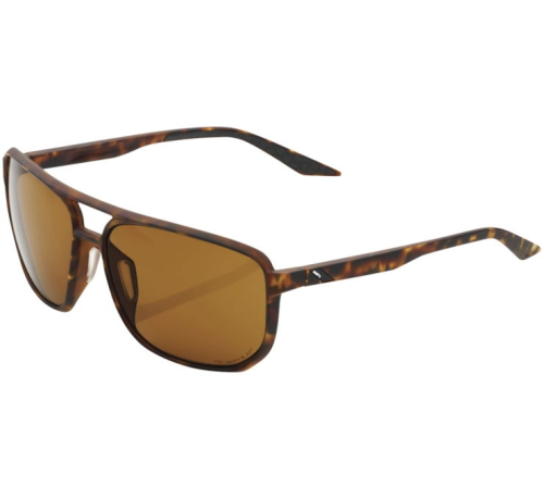 100% - 100% Konnor Aviator Square Sunglasses - 60018-00001 - Soft Tact Havana / PeakPolar Bronze Lens - OSFM