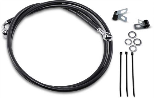 Drag Specialties - Drag Specialties Extended Stainless Steel Front Brake Line Kit - Black Vinyl Coated - 54 7/8in. - 640115-8BLK