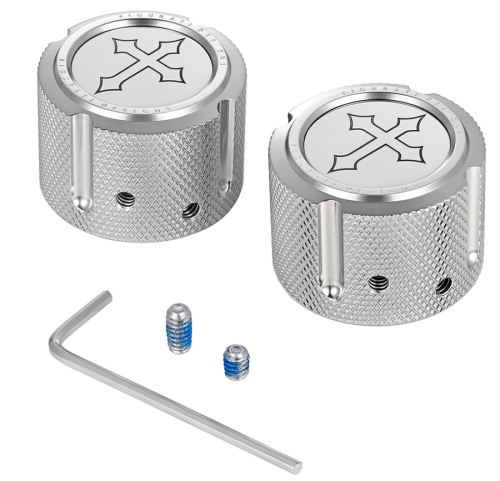 Figurati Designs - Figurati Designs Front Axle Nut Cover - Stainless Steel with Cross - FD41-FAC-SS