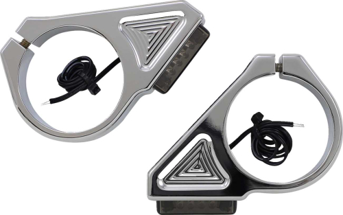 Joker Machine - Joker Machine Rectangle Led Fork Mount Turn Signal - 49mm. - Chrome/Smoked Lenses - 05-305-3