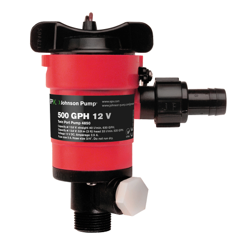 Johnson Pump - Johnson Pump Twin Port 500GPH Livewell Aerating Pump - 12V