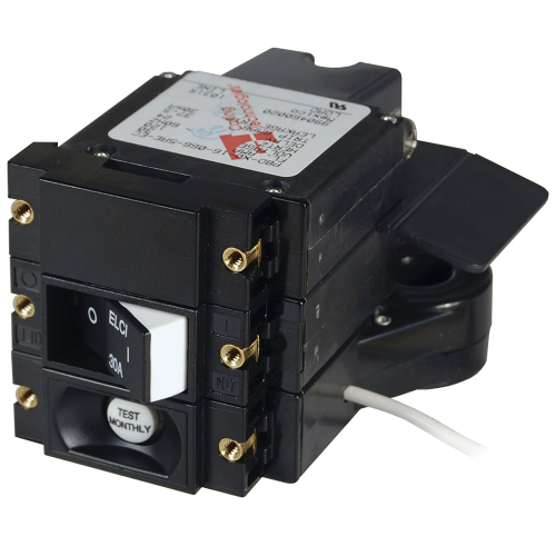Blue Sea Systems - Blue Sea A-Series ELCI Main Circuit Breaker - Double Pole 120V AC 30A - Flat Rocker