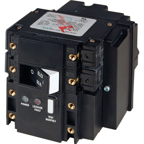 Blue Sea Systems - Blue Sea C-Series ELCI Main Circuit Breaker - Double Pole 120V AC 50A