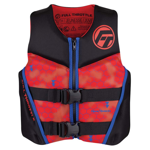 Full Throttle - Full Throttle Youth Rapid-Dry Flex-Back Life Jacket - Red/Black