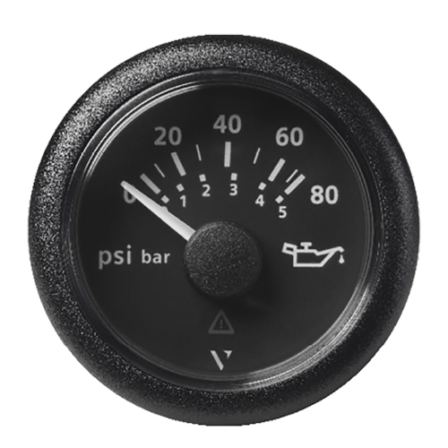 Veratron - Veratron 52MM (2-1/16") ViewLine Oil Pressure Gauge 80 PSI/5 Bar - Black Dial &amp; Round Bezel