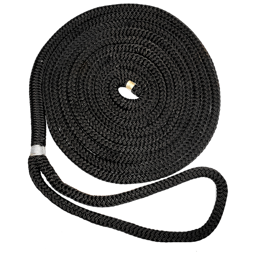 New England Ropes - New England Ropes 1/2" X 15&#39; Nylon Double Braid Dock Line - Black