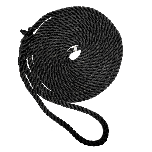 New England Ropes - New England Ropes 1/2" X 35&#39; Premium Nylon 3 Strand Dock Line - Black