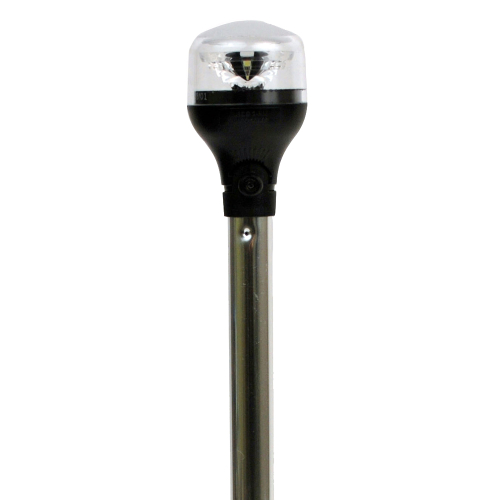 Attwood Marine - Attwood LightArmor All-Around Light - 12" Aluminum Pole - Black Vertical Composite Base w/Adapter