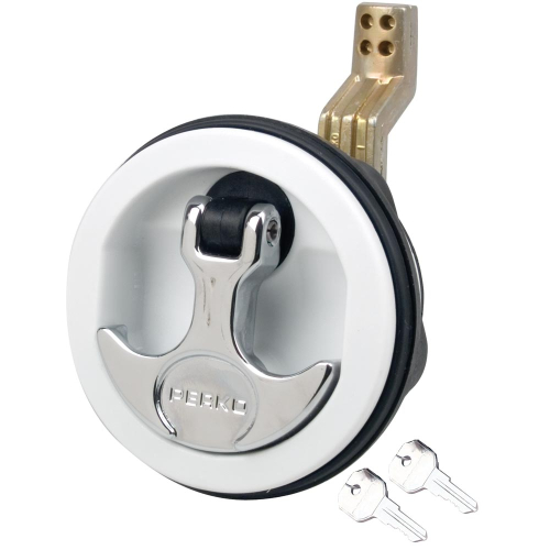 Perko - Perko Surface Mount & Latch - White Body, Chrome Handle, Offset Cam Bar, 3/4" - 2-3/8"