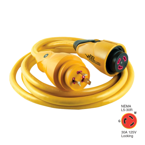 Marinco - Marinco CS30-12 EEL 30A 125V Shore Power Cordset - 12' - Yellow