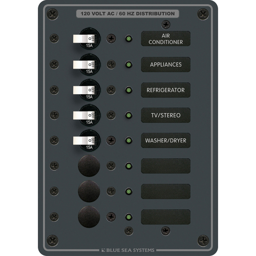 Blue Sea Systems - Blue Sea 8059 AC 8 Position Toggle Circuit Breaker Panel