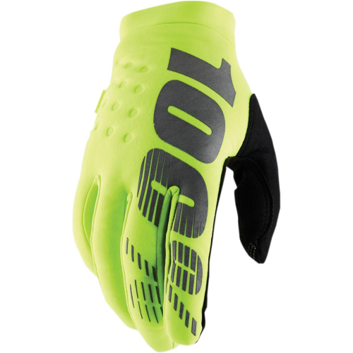 100% - 100% Brisker Youth Gloves - 10016-004-06 - Fluorescent Yellow - Large