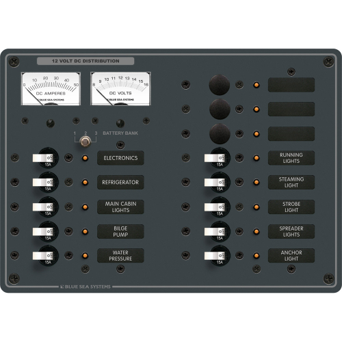 Blue Sea Systems - Blue Sea 8068 DC 13 Position Toggle Branch Circuit Breaker Panel - White Switches
