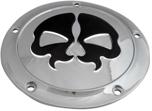 Drag Specialties - Drag Specialties Split Skull Derby Cover - Chrome with Black Skull - 1107-0552