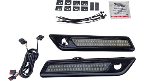 Custom Dynamics - Custom Dynamics Saddlebag Hinge Covers with Dual-Colored LED Light - Smoke/Black - CD-SBL-DC-SB