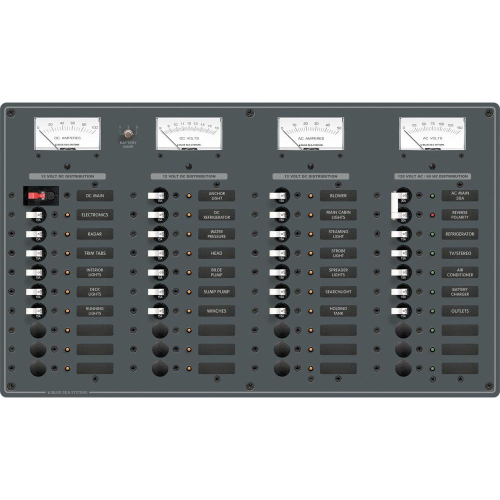 Blue Sea Systems - Blue Sea 8095 AC Main +8 Positions / DC Main +29 Positions Toggle Circuit Breaker Panel   (White Switches)