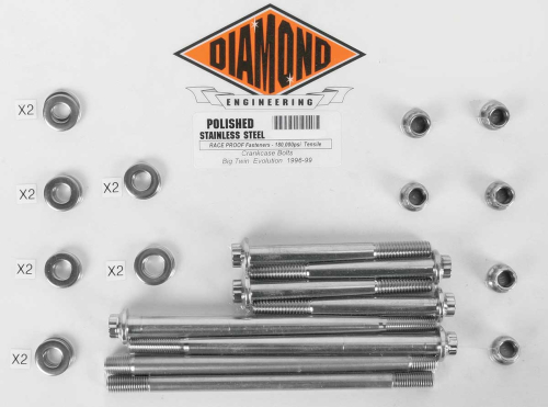 Diamond Engineering - Diamond Engineering Crankcase 12-Point Polished Stainless Engine Bolt Kit - PB518S