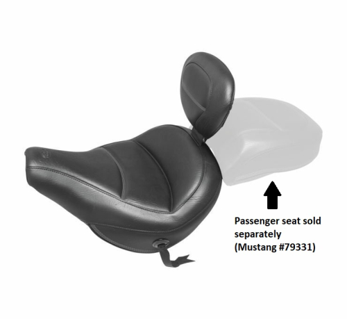 Mustang - Mustang Max Profile Solo Touring Solo Seat with Removable Backrest - Original Style - 79330