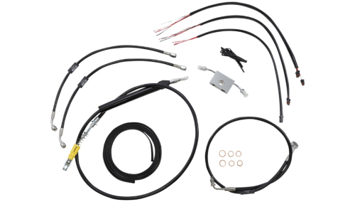 LA Choppers - LA Choppers Complete Handlebar Cable/Brake & Clutch Line/Wire Kit - Black Vinyl - LA-8157KT2-16B