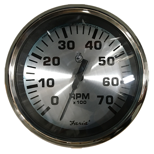 Faria Beede Instruments - Faria Spun Silver 4" Tachometer (7000 RPM) (Outboard)