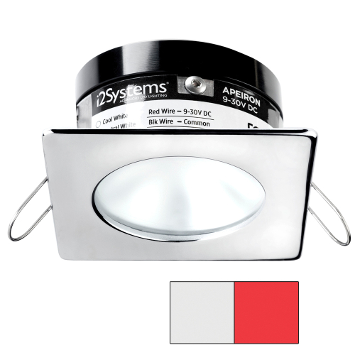 I2Systems Inc - i2Systems Apeiron A503 3W Spring Mount Light - Square/Round - Cool White &amp; Red - Polished Chrome Finish