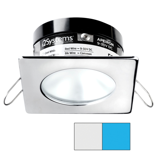 I2Systems Inc - i2Systems Apeiron A503 3W Spring Mount Light - Square/Round - Cool White &amp; Blue - Polished Chrome Finish