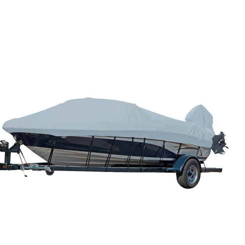 Carver by Covercraft - Carver Sun-DURA&reg; Styled-to-Fit Boat Cover f/22.5&#39; V-Hull Runabout Boats w/Windshield &amp; Hand/Bow Rails - Grey