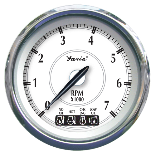 Faria Beede Instruments - Faria Newport SS 4" Tachometer w/System Check Indicator f/Johnson/Evinrude Gas Outboard - 7000 RPM