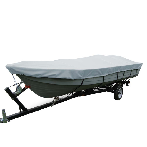 Carver by Covercraft - Carver Poly-Flex II Wide Series Styled-to-Fit Boat Cover f/13.5' V-Hull Fishing Boats Without Motor - Grey