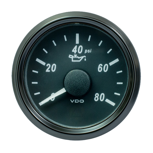 VDO - VDO SingleViu 52mm (2-1/16") Oil Pressure Gauge - 80 PSI - 0-180 Ohm