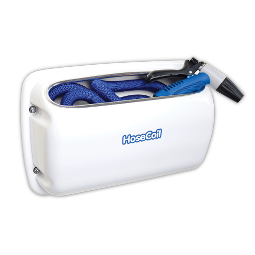 HoseCoil - HoseCoil Side Mount Expandable Enclosure w/25&#39; Blue Hose, Shutoff Valve &amp; Rubber Tip Nozzle