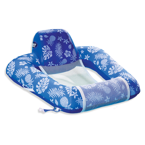 Aqua Leisure - Aqua Leisure Supreme Zero Gravity Chair Hibiscus Pineapple Royal Blue w/Docking Attachment