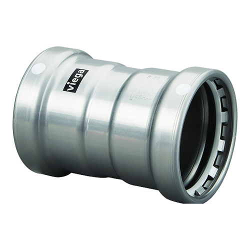 Viega - Viega MegaPress 2-1/2" Carbon Steel Coupling w/Stop w/FMK Double Press Connection - Smart Connect Technology