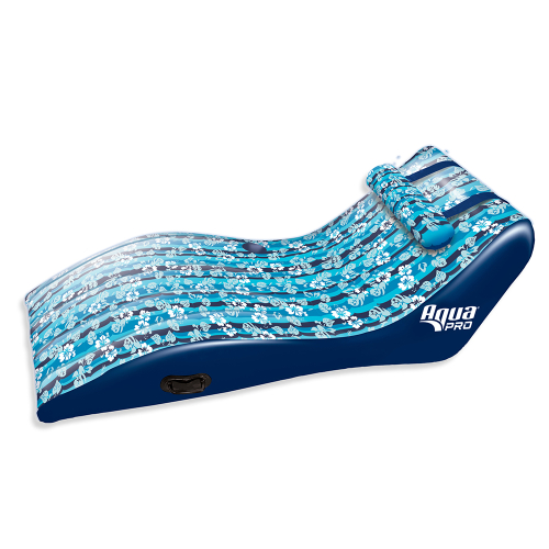 Aqua Leisure - Aqua Leisure Ultra Cushioned Comfort Lounge Hawaiian Wave Print w/Adjustable Pillow