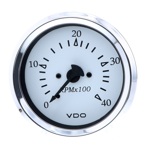 VDO - VDO Cockpit Marine 85MM (3-3/8") Diesel Tachometer - Alternator Input - White Dial/Chrome Bezel