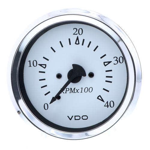 VDO - VDO Cockpit Marine 85MM (3-3/8") Diesel Tachometer - 4000 RPM - White Dial/Chrome Bezel
