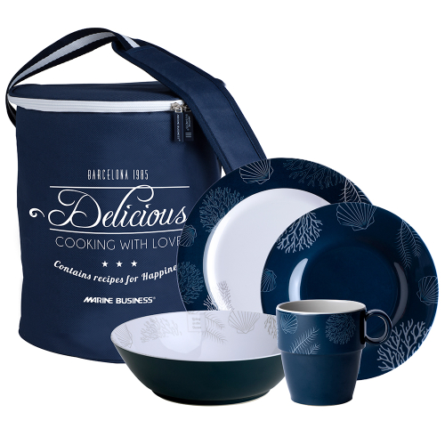 Marine Business - Marine Business Melamine Tableware Set &amp; Basket - LIVING - Set of 24