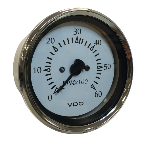 VDO - VDO Cockpit Marine 85MM (3-3/8") Sterndrive Tachometer - White Dial/Chrome Bezel