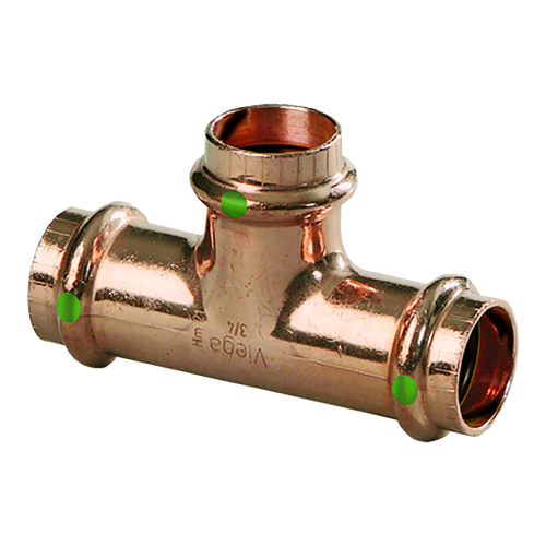 Viega - Viega ProPress 1-1/4" Copper Tee - Triple Press Connection - Smart Connect Technology