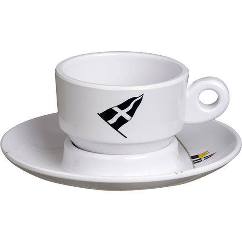 Marine Business - Marine Business Melamine Espresso Cup &amp; Plate Set - REGATA - Set of 6