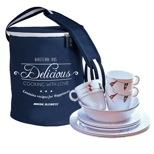 Marine Business - Marine Business Melamine Tableware Set &amp; Basket - REGATA - Set of 24