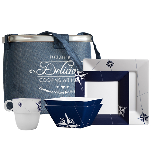 Marine Business - Marine Business Melamine Square Tableware &amp; Basket - NORTHWIND - Set of 24