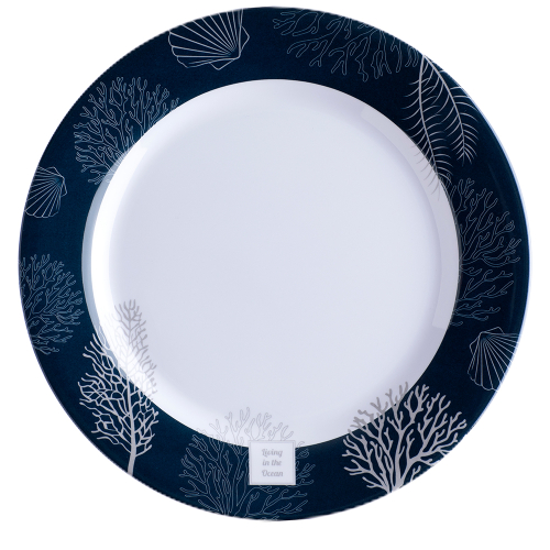 Marine Business - Marine Business Melamine Flat, Round Dinner Plate - LIVING - 10" Set of 6