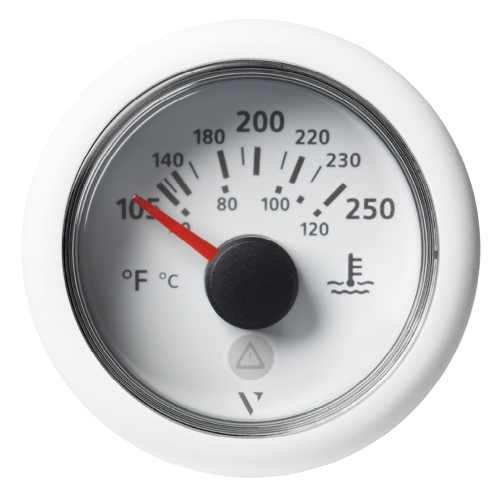 Veratron - Veratron 52 MM (2-1/16") ViewLine Temperature Gauge 105&deg;F to 250&deg;F - White Dial/Bezel