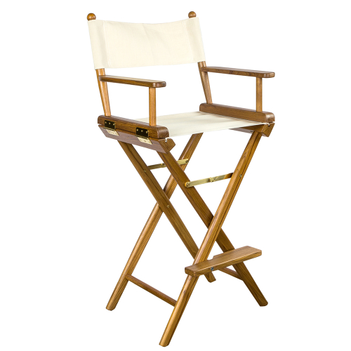 Whitecap - Whitecap Captain&#39;s Chair w/Natural Seat Covers - Teak